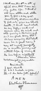 La filosofia personale di Stevenson e lista di Desiderata per una vita felice, 1873
